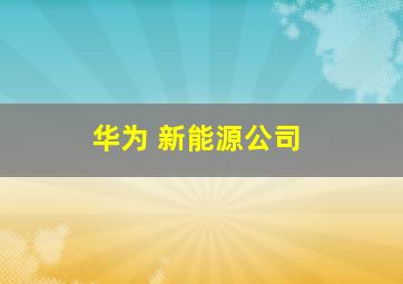 华为 新能源公司